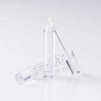 HUIHO Emballage de rouge à lèvres personnalisé de 3.5ml Tube de brillant à lèvres en plastique transparent vide avec pinceau applicateur pour cosmétiques