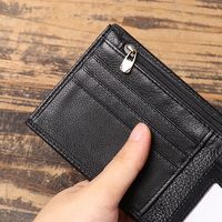 Dompet Kulit Sapi Hitam untuk Pria Kulit Asli Minimalis RFID Tempat Kartu Pendek