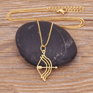 QIKU angelo cupido freccia arco ciondolo collana Color oro rame zircone cubico donna uomini gioielli di alta qualità <span class=keywords><strong>accessori</strong></span> personalizzati - Product Image 3