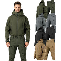 Ensemble veste et pantalon tactique Softshell camouflage coupe-vent chaud avec capuche pour homme – Idéal pour la randonnée et les activités de plein air