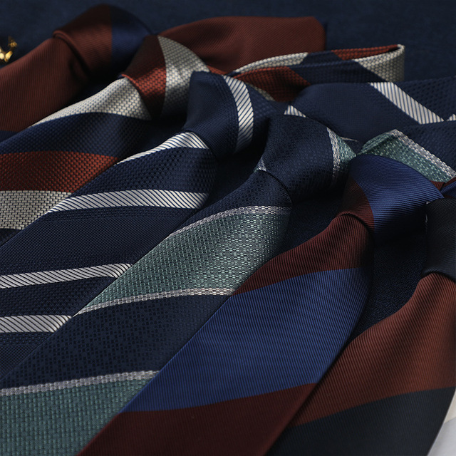 Men's Business Casual Slim 8cm Wide Polyester Striped Handmade Custom Logo Fashion Brand Neck Ties