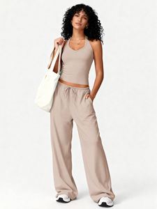 Ensemble de survêtement décontracté Maxfree Yoga : débardeur et pantalon large en polyester, séchage rapide, respirant, avec cordon de serrage, idéal pour la gym et l'entraînement - Product Image 5