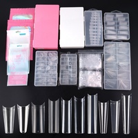 Puntas de Uñas Extra Largas XXXL, Transparentes, Francesas, Sin Curva C, Cuadradas, Stiletto, Coffin, Cuadradas Cónicas, de Gel Suave