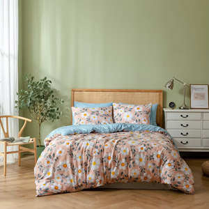 Set di biancheria da letto tessile per la casa estiva in 3 pezzi. Copertura in poliestere spazzolato con stampa floreale, set di <span class=keywords><strong>lenzuola</strong></span> e federa - Product Image 6