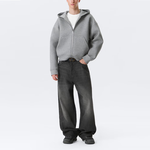 Sweat à capuche zippé épais pour homme, printemps et automne, décontracté, coupe ample, personnalisé, avec motif uni et col à capuche - Product Image 2