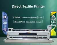 Imprimante textile directe tout-en-un industrielle de 3,2 m avec 4 têtes Epson I3200, machine d'impression de drapeaux avec chauffage intégré