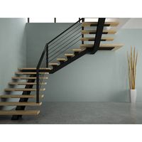 Escalier droit sur mesure en bois pour villa intérieure, marches antidérapantes en bois dur résistant à l'usure, fourniture d'escaliers domestiques durables