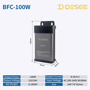 مزود طاقة <span class=keywords><strong>LED</strong></span> مقاوم للمطر للوحات الإعلانية المضيئة مع شهادة BIS، مزود طاقة تحويلي 100 واط 12 فولت - Product Image 3