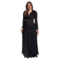 Nouvelles Robes Longues 2026 pour Femmes – Robe d'Été Taille Haute Ajustée à Col en V et Manches Évasées Coupe Trapèze