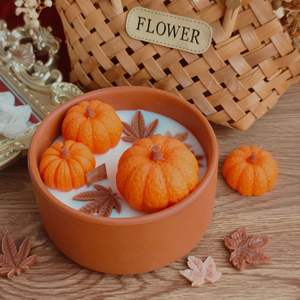 Bougie parfumée à la citrouille d'automne de grande taille LANJO, faite à la main, en cire de soja biologique, décoration créative amusante pour la maison, Diwali, fête des pères - Product Image 2
