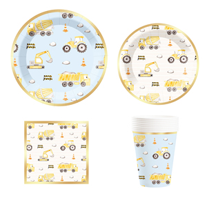 DAMAI - Juego de Decoración para Fiestas Infantiles, Platos y Vasos de Papel con Diseño de Camión, Juego de Artículos de Papel Sencillos y Frescos - Product Image 2