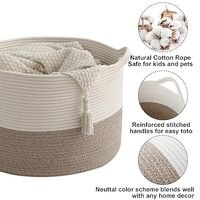 Grand panier à linge en corde de coton tressée avec poignées, bac de rangement pour jouets, vêtements, salon, chambre et salle de bain