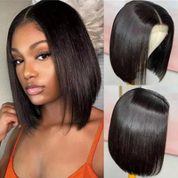 Perruque Bob en Cheveux Humains, Vente en Gros, Perruque Frontale Vietnamienne 100% Cheveux Humains, Perruque Frontale HD Lace, Lisse Baguette