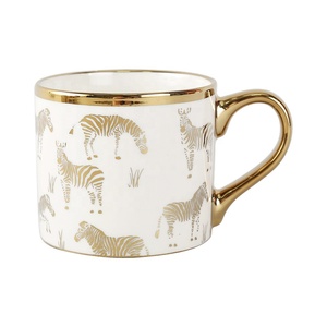 Tasse à <span class=keywords><strong>café</strong></span> en céramique blanche avec motif <span class=keywords><strong>or</strong></span> galvanisé-Personnalisable | Promotionnel et prêt pour les cadeaux - Product Image 1