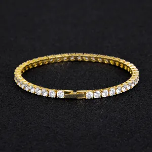 Krkc & co pulseira masculina hip hop, bracelete masculino com diamante de 5mm 9 polegadas, tênis 14k, pulseira de ouro