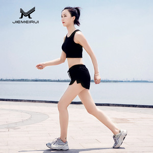 Jiemeirui – haut de yoga pour femmes, soutien-gorge de sport de couleur unie, Smlxl, pour course à pied, fitness, danse, noir, rouge begonie, polyester - Product Image 5