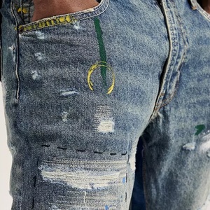 <b>Flare</b> Sweat Pants <b>Men</b> Destroy Pant Alones De Hombre Jeans Graffiti Paint Splatter Elastic <b>Men</b> Pants <b>Trousers</b> - Product Image 3