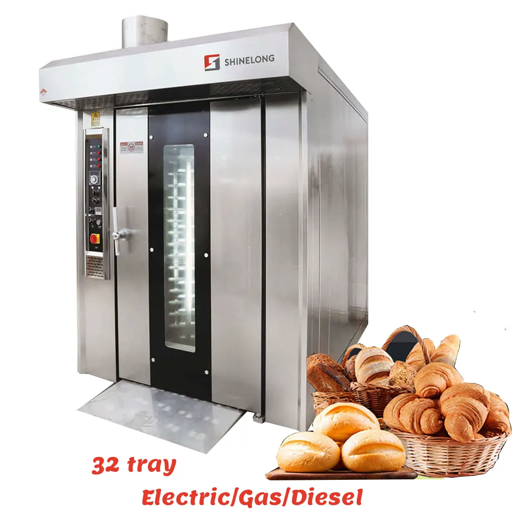 32 khay Quay lò gas điện lớn xoay bánh nướng bánh mì Bánh công nghiệp Lò quay Giá Lò