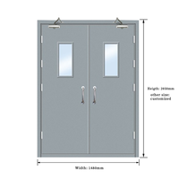 Porte coupe-feu simple en acier finition moderne, résistante au feu, pour écoles, avec ouverture à pousser et à tirer