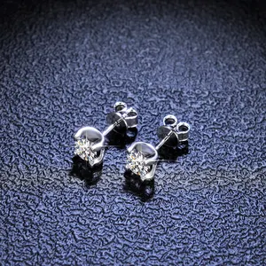 Fine Jewelry Lady's Ear Ornaments Moissanite Earrings Ear Studs 925 Silver Round Pink Yellow Black Jewelry Box Orthodox DIY