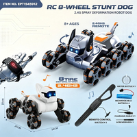 Voiture RC dinosaure à 8 roues EPT 2.4G avec pulvérisation, son et lumière, batterie au lithium expert - Jouet véhicule tout-terrain haute performance