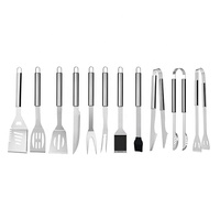 Ensemble d'outils de barbecue en acier inoxydable 18 pièces avec nettoyeur de grille, spatule, fourchette, brosse à huile - Durable, portable, pour le camping en plein air