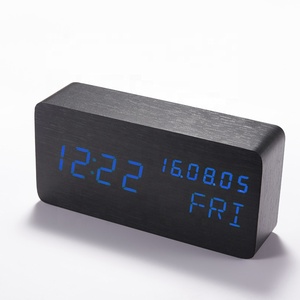 KH-WC004 Tùy Chỉnh In Lịch Ngày Hiển Thị Bảng Kỹ Thuật Số LED Đồng Hồ Báo Thức Bằng Gỗ Với Ngày Trong Tuần - Product Image 5