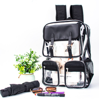 Sac à dos étudiant personnalisé en PVC transparent, tendance, imperméable, avec fermeture éclair pour ordinateur