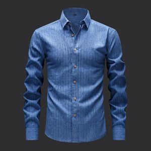 Camisa <span class=keywords><strong>de</strong></span> Vestir <span class=keywords><strong>de</strong></span> <span class=keywords><strong>Manga</strong></span> <span class=keywords><strong>Larga</strong></span> para Hombre, Estilo Vintage a Rayas, <span class=keywords><strong>de</strong></span> Alta Calidad, Informal, para Uso Diario - Product Image 2