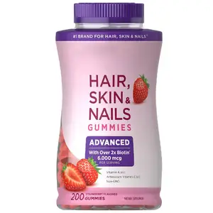 Strawberry Gummies With Vitamin Biotin Hair Nail Skin Growth Gummies For Women Supports Hair, Skin, And Nail Health