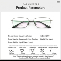 H2373 Lunettes pleine monture en or massif avec bois de santal et titane pur, durables, unisexes, avec étui à lunettes inclus