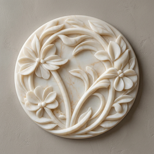 Panneau mural en marbre blanc sculpté à la main avec motifs floraux, décoration murale intérieure pour maison de vacances - Product Image 3