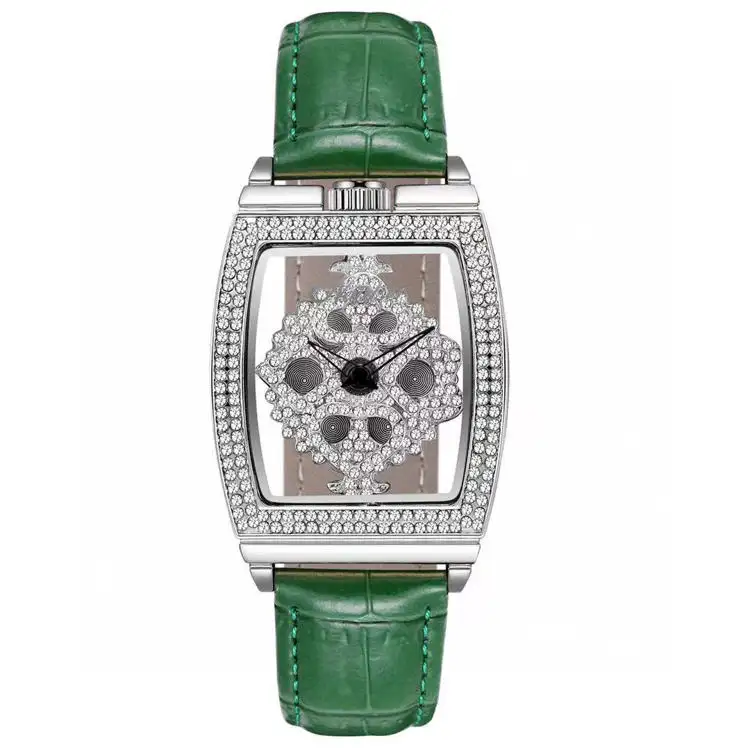 Wholesale Transparent Tonneau Rhinestone Watches 2022 Fashion Women Wristwatches Montres Femmes