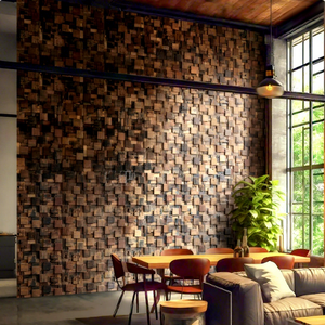 Panel de Pared de <span class=keywords><strong>Madera</strong></span> Maciza de Nogal Negro Americano, Mosaico 3D, Ecológico, Impermeable, Decoración Interior Moderna con Textura, para Hoteles y Oficinas en el Hogar - Product Image 3