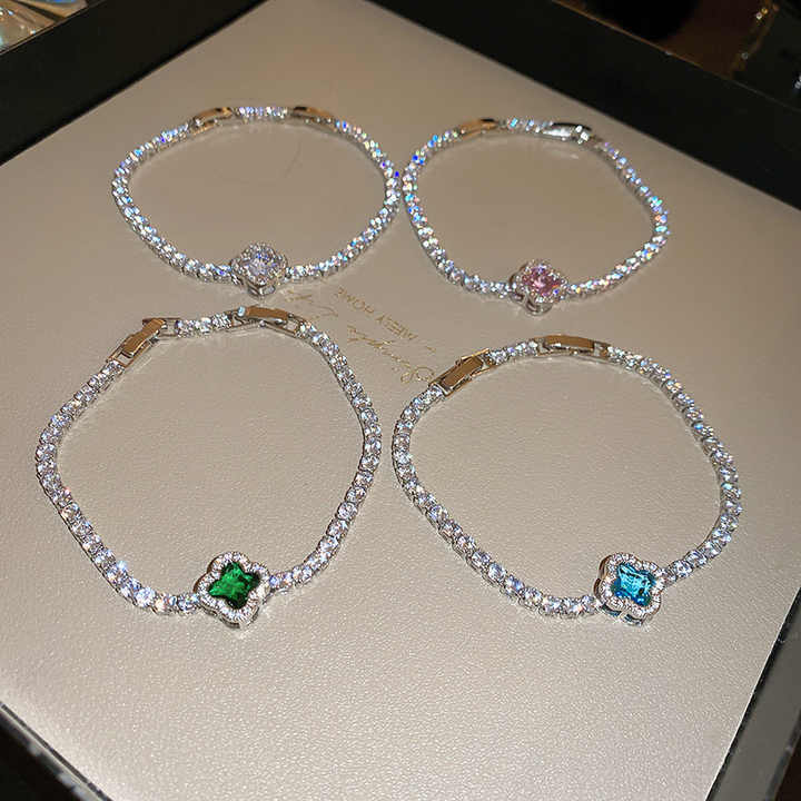 Four Leaf Clover Bracelet: Elegant Zirconia Flower Bracelet For Women, Delicate Party Jewelry Accessories From Mang05, $14.59