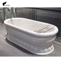 Baignoire Tostone en Travertin Sur Mesure Autoportante Moderne pour Adultes, en Marbre, pour Hôtel ou Salle de Bain de Villa