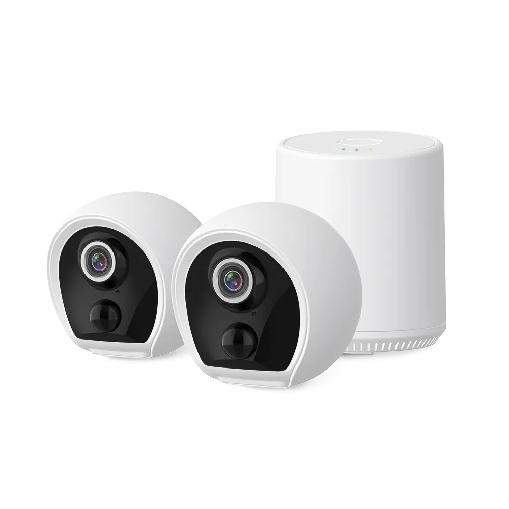 2.4G 무선 홈 보안 1080P 두 카메라 하나의 게이트웨이 저전력 배터리 카메라 키트 보안 CCTV 시스템