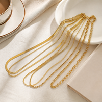 Collier en acier inoxydable plaqué or 18 carats, double couche, classique, minimaliste, tendance, avec chaînes lame, serpent plat et torsadées, vente en gros