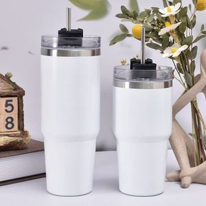 Gobelet isotherme sous vide en acier inoxydable de 30 oz pour porte-gobelet de véhicule, avec poignée, paille et base antidérapante - Product Image 6