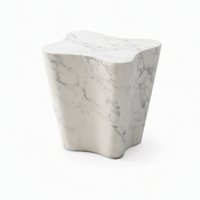 Table d'appoint en faux marbre, forme sculpturale organique, table d'appoint en pierre artificielle, surface mate pour chambre à coucher, salon, personnalisable