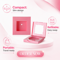 Palette de fard à joues carrée vide en ABS OEM ODM, compacte à paroi simple avec miroir, emballage cosmétique personnalisé avec logo et couleur