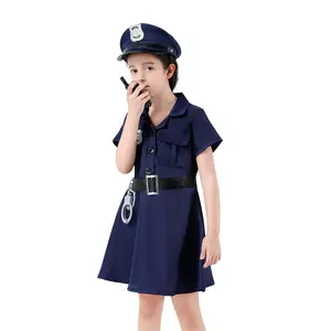 Halloween niños carrera día trajes Cosplay policía vestido disfraz con accesorios niñas policía vestir fiesta