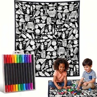 Couverture en polaire personnalisable à colorier soi-même, lavable, pour dessiner et gribouiller, réutilisable, couverture d'activités de Noël