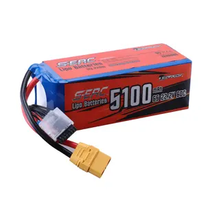 SUNPADOW Lipo Battery RC Airplane Helicopter Drone FPV Quadcopter With 5100mAh 22.2V 60C With XT90 Plug For 6S Lipo Battery