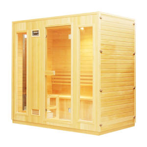 Sauna de Estilo Fanland, Sauna Interior de Madera de Hemlock, Estufa Eléctrica, Panel de Control Computarizado, Ventanas de Travesaño, Sala de Sauna de Vapor para 4 Personas - Product Image 2