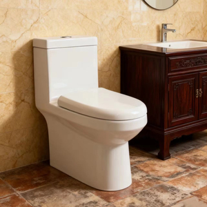 Nouvelle conception de toilette monobloc en céramique / <span class=keywords><strong>WC</strong></span> / <span class=keywords><strong>WC</strong></span> à double chasse avec <span class=keywords><strong>abattant</strong></span> à fermeture douce et hauteur confortable pour la maison et l'hôtel - Product Image 1