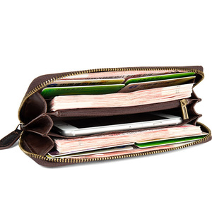 Ando Bag Vintage Embossed Genuine Leather Long <b>Wallet</b> Women Cowhide <b>Zip</b> Around Wristlet Card Holder - Product Image 5