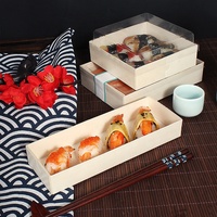 Custom Logo Houten Food Box Sushi Snacks Fruitschotel Creatieve Diy Massief Hout Opbergdoos