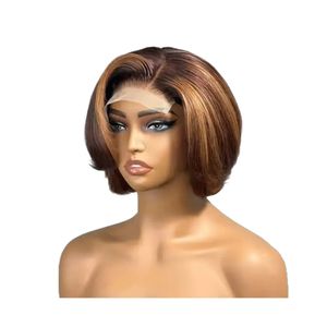 Perruque <span class=keywords><strong>courte</strong></span> bouclée en fibre chimique pour femmes, avec dentelle transparente européenne et américaine, <span class=keywords><strong>coupe</strong></span> pixie, point central - Product Image 5