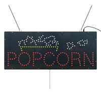 Panneau lumineux de magasin POPCORN FOOD de 11*27 pouces, panneaux de fenêtre clignotants éclairés pour restaurant de restauration rapide